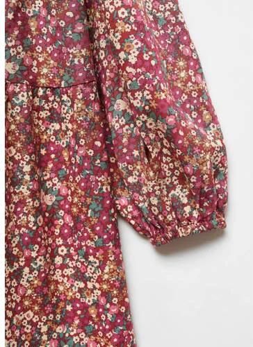 Mango Kids gebloemde jurk donkerrood Meisjes Lyocell Ronde hals Bloemen 116 - Foto 2