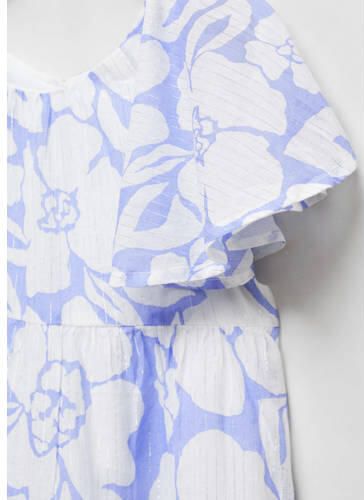 Mango Kids gebloemde jurk middenblauw Meisjes Katoen Ronde hals Bloemen 116
