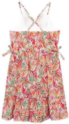 Mango Kids gebloemde jurk rood groen roze Meisjes Katoen Vierkante hals 116