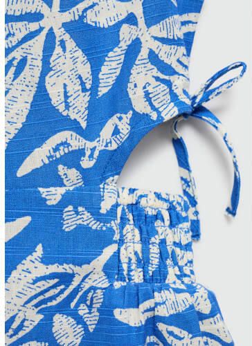 Mango Kids gebloemde playsuit helderblauw wit Meisjes Katoen Ronde hals 116