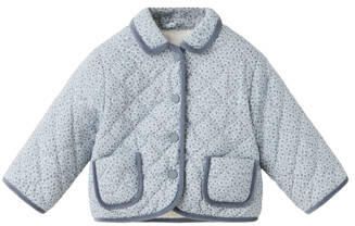 Mango Kids gebloemde quilted jas blauw Meisjes Polyester Klassieke kraag
