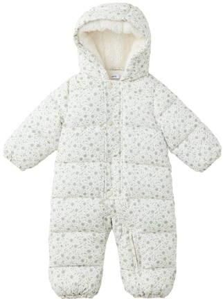 Mango Kids gebloemd winterpak wit groen blauw Jas Meisjes Polyester Capuchon