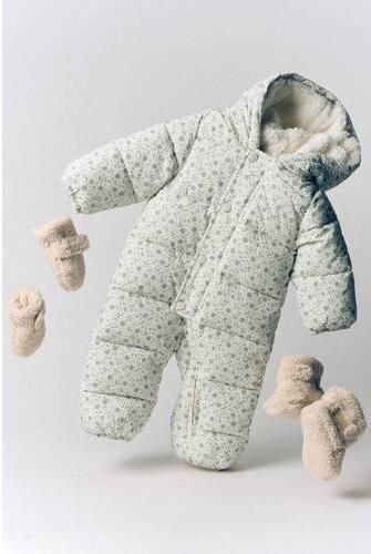 Mango Kids gebloemd winterpak wit groen blauw Jas Meisjes Polyester Capuchon - Foto 2