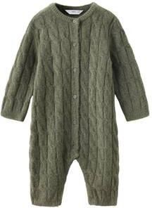 Mango Kids gebreid boxpak met kabels donkergroen Jongens Polyester Ronde hals