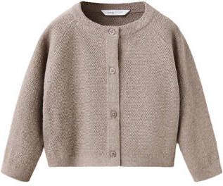 Mango Kids gebreid vest beige Meisjes Katoen Ronde hals Effen