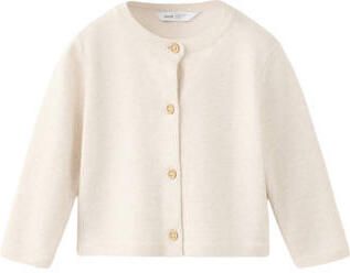 Mango Kids gebreid vest beige Meisjes Katoen Ronde hals Effen