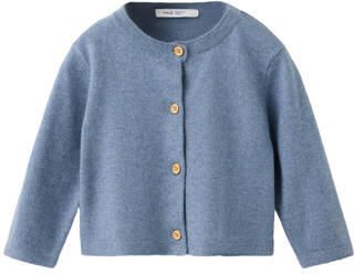 Mango Kids gebreid vest blauw Meisjes Katoen Ronde hals Effen