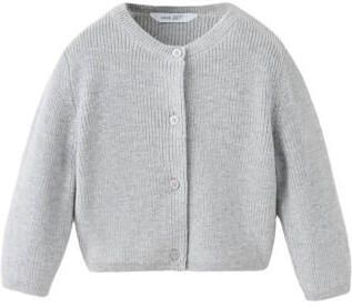 Mango Kids gebreid vest grijs Meisjes Katoen Ronde hals Effen