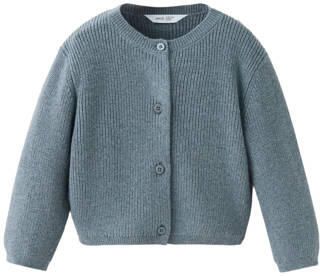 Mango Kids gebreid vest groen Meisjes Katoen Ronde hals Effen