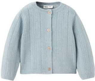 Mango Kids gebreid vest lichtblauw Jongens Acryl Ronde hals Effen