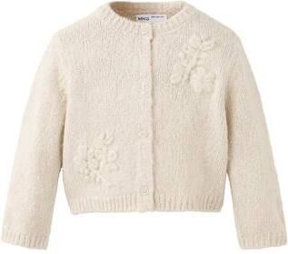 Mango Kids gebreid vest met wol beige Meisjes Acryl Ronde hals Effen