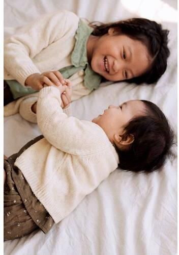 Mango Kids gebreid vest met wol beige Meisjes Acryl Ronde hals Effen - Foto 3