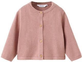 Mango Kids gebreid vest oudroze Meisjes Katoen Ronde hals Effen