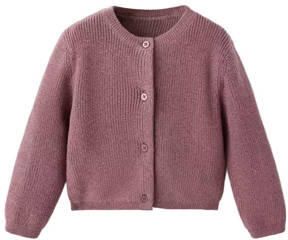 Mango Kids gebreid vest oudroze Meisjes Katoen Ronde hals Effen