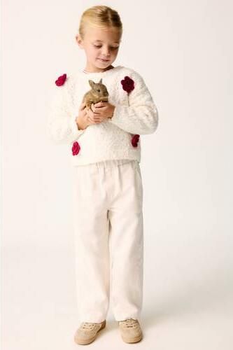 Mango Kids gebreide gebloemde trui ecru Meisjes Polyester Ronde hals - Foto 2