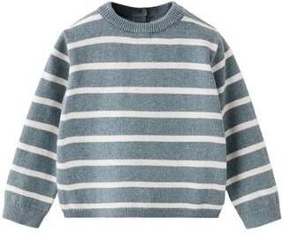 Mango Kids gebreide gestreepte trui blauw Jongens Katoen Ronde hals Streep