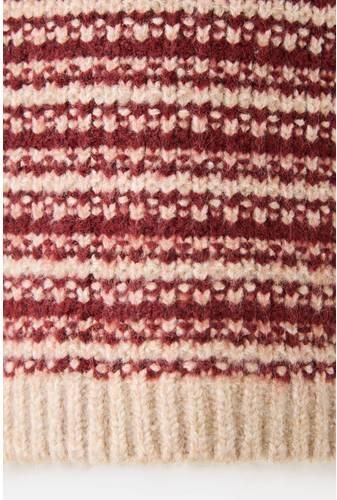 Mango Kids gebreide gestreepte trui met wol donkerrood Jongens Polyester Ronde hals - Foto 3