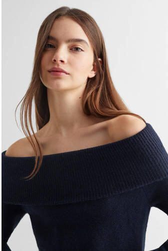 Mango Kids gebreide off shoulder jurk marine Blauw Effen 152(XXS) - Foto 2
