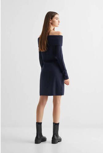 Mango Kids gebreide off shoulder jurk marine Blauw Effen 152(XXS) - Foto 3