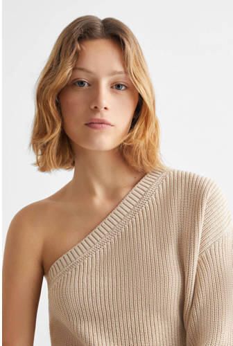 Mango Kids gebreide one shoulder top beige Effen 152(XXS)
