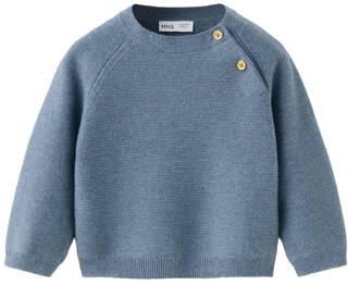 Mango Kids gebreide trui blauw Jongens Katoen Ronde hals Effen