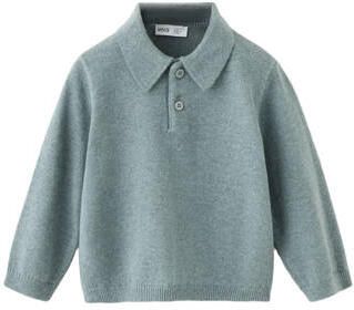 Mango Kids gebreide trui grijsgroen Jongens Katoen Polokraag Effen