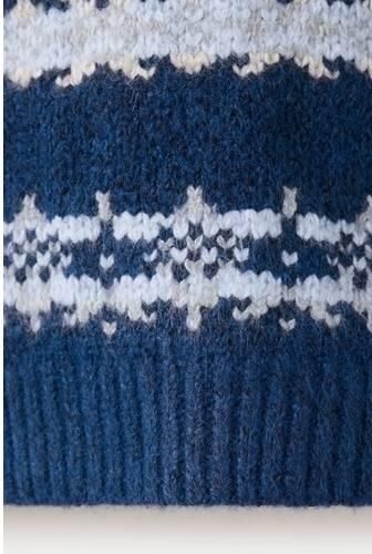 Mango Kids gebreide trui met print middenblauw Jongens Polyester Ronde hals - Foto 2