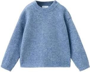 Mango Kids gebreide trui middenblauw Jongens Acryl Ronde hals Effen
