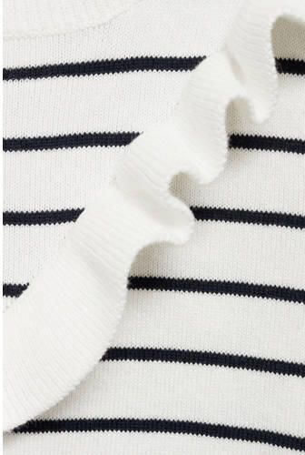 Mango Kids gebreide trui wit Meisjes Katoen Ronde hals Streep 104