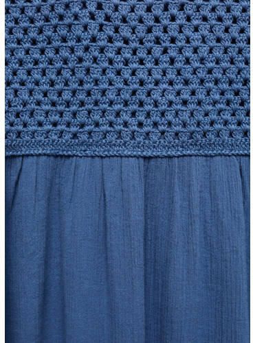 Mango Kids gehaakte maxi A-lijn jurk helderblauw Meisjes Katoen Ronde hals 152(XXS)