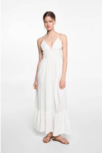 Mango Kids gehaakte maxi jurk offwhite Wit Meisjes Katoen V-hals Effen 152(XXS) - Foto 3