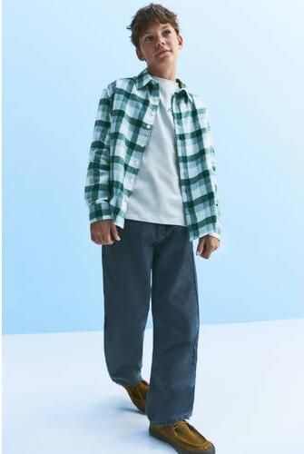 Mango Kids geruit overhemd blauw wit Jongens Katoen Klassieke kraag Ruit