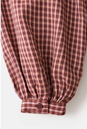 Mango Kids geruite blouse met ruches rood Meisjes Viscose Opstaande kraag