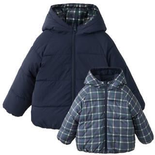 Mango Kids geruite winterjas marineblauw Jongens Polyamide Capuchon Effen - Foto 3