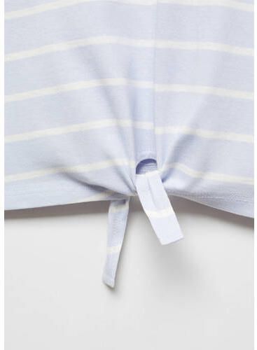 Mango Kids gestreept T-shirt lichtblauw wit Meisjes Katoen Ronde hals Streep 140
