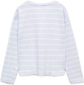 Mango Kids gestreept T-shirt lichtblauw wit Meisjes Katoen Ronde hals Streep 140 - Foto 2
