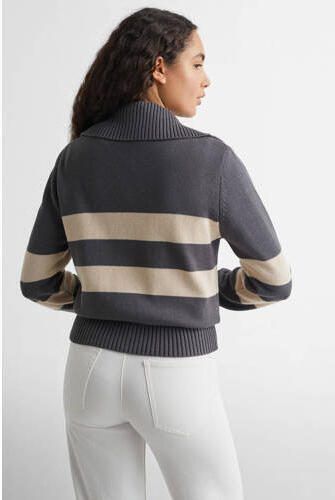 Mango Kids gestreept vest grijs beige Meisjes Katoen Schipperskraag Streep 152(XXS) - Foto 3