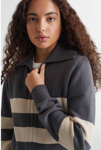 Mango Kids gestreept vest grijs beige Meisjes Katoen Schipperskraag Streep 152(XXS) - Foto 2
