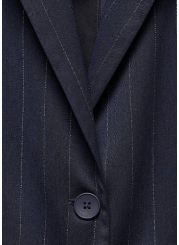 Mango Kids gestreepte blazer navy Blauw Meisjes Polyester Reverskraag Streep 158(XS)
