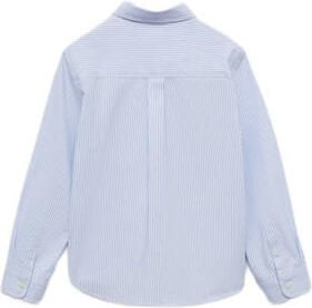 Mango Kids gestreepte blouse lichtblauw wit Meisjes Katoen Klassieke kraag 146