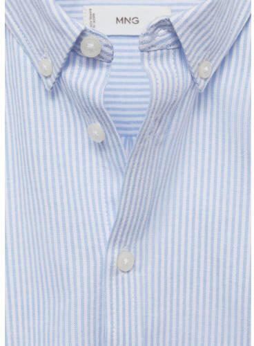 Mango Kids gestreepte blouse lichtblauw wit Meisjes Katoen Klassieke kraag 146 - Foto 2