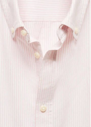 Mango Kids gestreepte blouse lichtroze wit Meisjes Katoen Klassieke kraag 158(XXS) - Foto 1