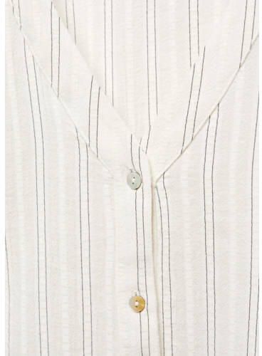 Mango Kids gestreepte blouse wit Meisjes Katoen V-hals Streep 152(XXS)