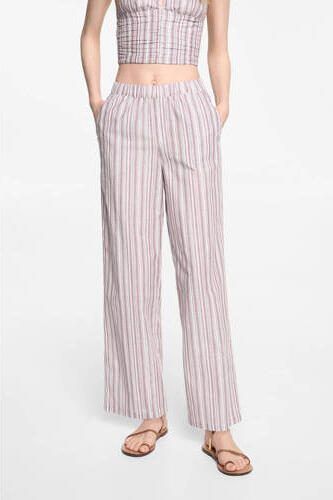 Mango Kids gestreepte broek beige Meisjes Katoen Streep 152(XXS) - Foto 3