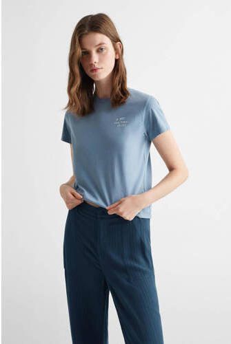 Mango Kids gestreepte broek blauw Meisjes Viscose Streep 152(XXS) - Foto 2