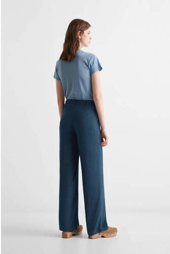 Mango Kids gestreepte broek blauw Meisjes Viscose Streep 152(XXS) - Foto 3