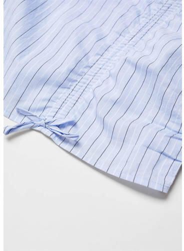 Mango Kids gestreepte crop top lichtblauw Meisjes Katoen Ronde hals Streep 146 - Foto 1