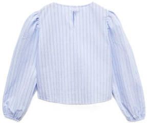 Mango Kids gestreepte crop top lichtblauw Meisjes Katoen Ronde hals Streep 146 - Foto 3