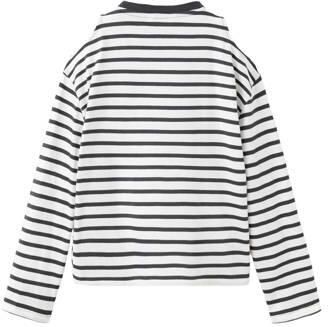 Mango Kids gestreepte longsleeve met open schouders en tekst Meisjes Katoen Ronde hals - Foto 3