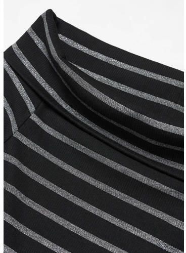 Mango Kids gestreepte off shoulder bodycon jurk zwart grijs Streep 152(XXS) - Foto 2